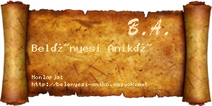 Belényesi Anikó névjegykártya