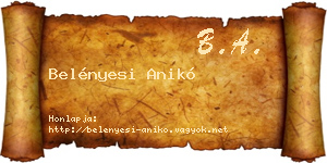 Belényesi Anikó névjegykártya